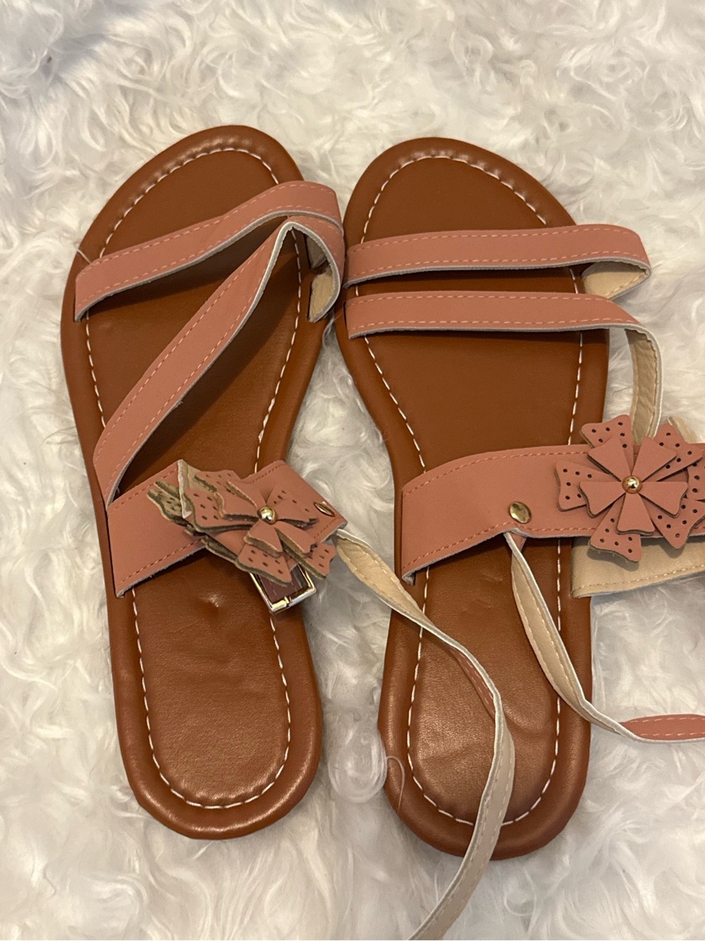 Women's Pink Floral Strap Sandals